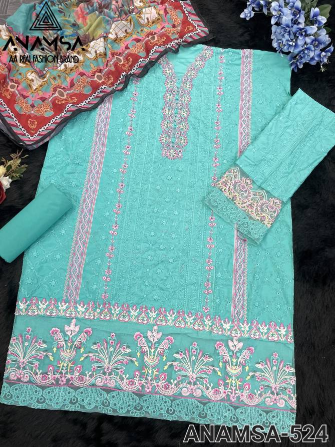 Anamsa 524 Jam Cotton Embroidery Pakistani Suit Suppliers In India